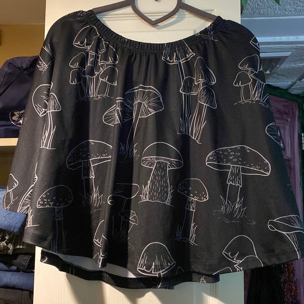 Adorable Black Mushroom Print Circle Skirt